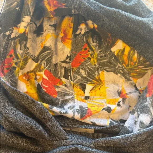 on the byas Dark Gray Hoodie Cardigan with Floral Pocket - Picture 7 of 11